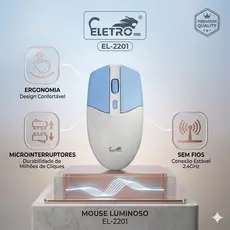 Mouse Sem Fio Óptico EL-2201 2000 DPI Ergonômico 4 Botões para Notebook PC