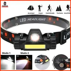 Lanterna de Cabeça Recarregável c/LED XPE + COB, Ímã Lateral e Alça Elástica/Potência e Praticidade