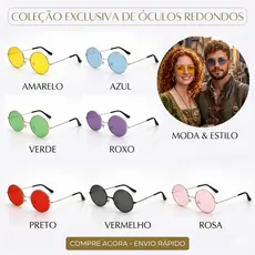 Óculos Redondo Unissex Anos 70 Estilo Fantasia Rita Lee John Lennon