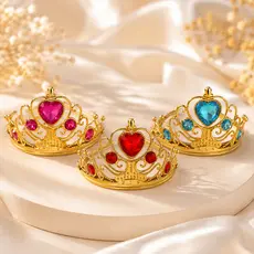 Tiaras de Coroa Rainha Princesa Dourada Com Pedras Coloridas (SERVE EM CRIANÇAS E ADULTOS)