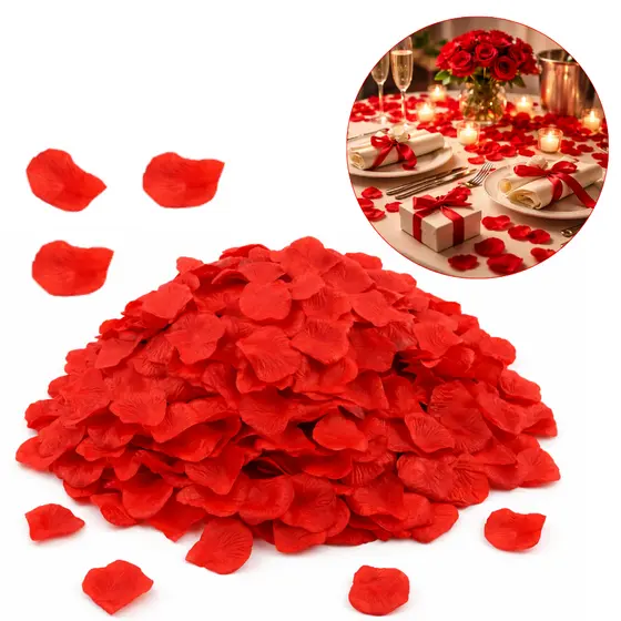 Kit com 1000 Pétalas de Rosas Vermelhas Artificiais Decoração Romance Namoro Casamento
