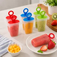 Forma de Picolé Caseiro C/ 6 Cavidades com Tampa Plástico Resistente