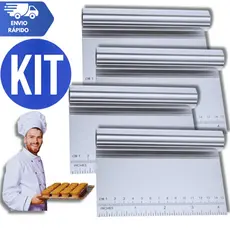 Espátula e Raspador Cortadora Inox Cozinha Pão Chocolate Bolo Massas Alisador Régua Multifuncional