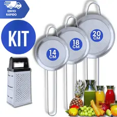 Ralador 4 Faces Peneiras Inox Coador Manual Em Aço Inox Para Cozinha 20cm 18cm 14cm Premium sucos
