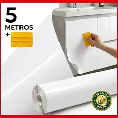 5 /10 Metros Adesivo Vinil Branco + Espátula para Aplicação Móveis Geladeira Fogão Decoração Lavável