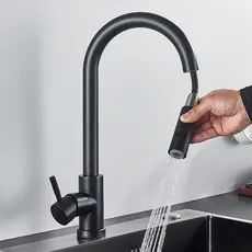 Torneira Cozinha Gourmet Inox,Para Bancada com Mangueira Flexível e Bico Dupla Função