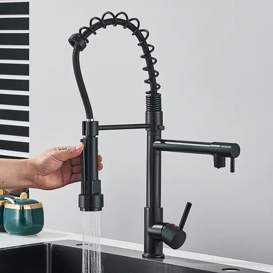 Torneira Cozinha Gourmet Inox para Bancada com Spray Flexível , Torneira Mista Com Dupla Função