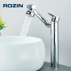 Torneira De Banheiro Flexível 360 Giratória De Bancada Inox Torneira Quente E Fria, Preto/Cromado