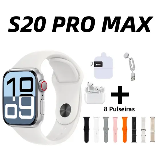 2026 novo relógio inteligente S20 PRO MAX chamada Bluetooth IP67 à prova dip67 água Saint Paulo envio