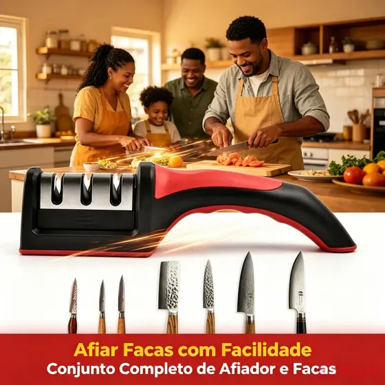 Afiador De Faca Profissional De Aço Inoxidável Com 3 Afiadores Profissionais 21.5x5.8x5.1CM