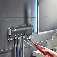 Aplicador Pasta De Dente Dispenser Porta Escovas Com Esterilizador Uv Promoção