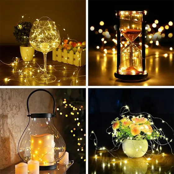Luz Decorativa A Pilhas De 5 Pces 2m , Tom Branco Quente , Embalagem OPP Com Código De Barras , Promoção De Aparência En