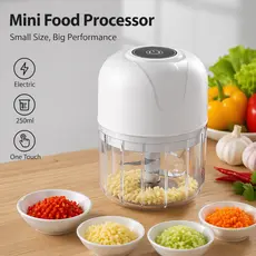 Mini Fio Processador Elétrico Branco De Três Cortes