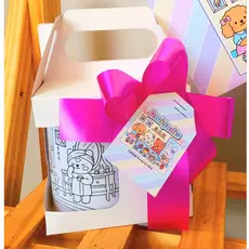 Caneca de colorir pinte e lave/Presente Crianças/com caixa e laço/Caneca porcelana/Presente menina criativo infantil 🎨☕