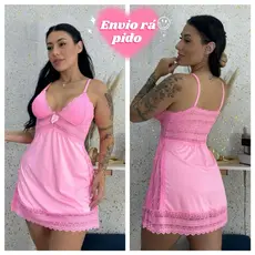 Camisola Femina + Dettalhes Em Renda+ Sem Bojo+ Pijama Curto+ Linha Noite