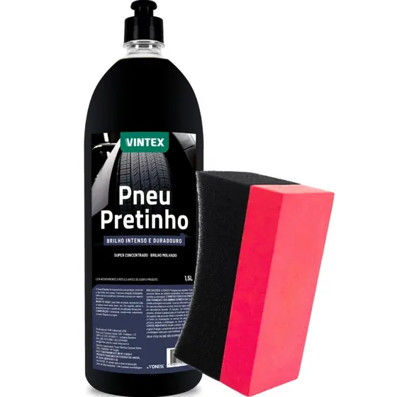 PNEU PRETINHO BRILHANTE 1,5L VINTEX + APLICADOR DE PRETINHO CURVO VONIXX