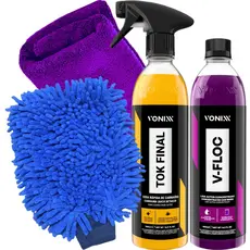 Kit V-Floc Shampoo Automotivo + Cera Tok Final Vonixx Luva Pano Microfibra
