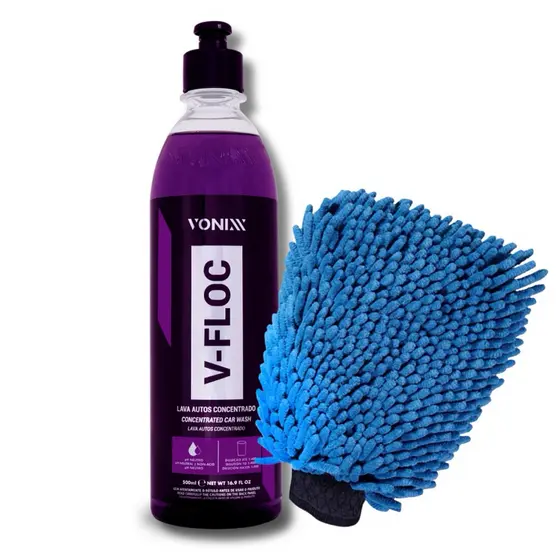 Shampoo V-floc Vonixx 500ml + Luva Microfibra Para Lavar Carros