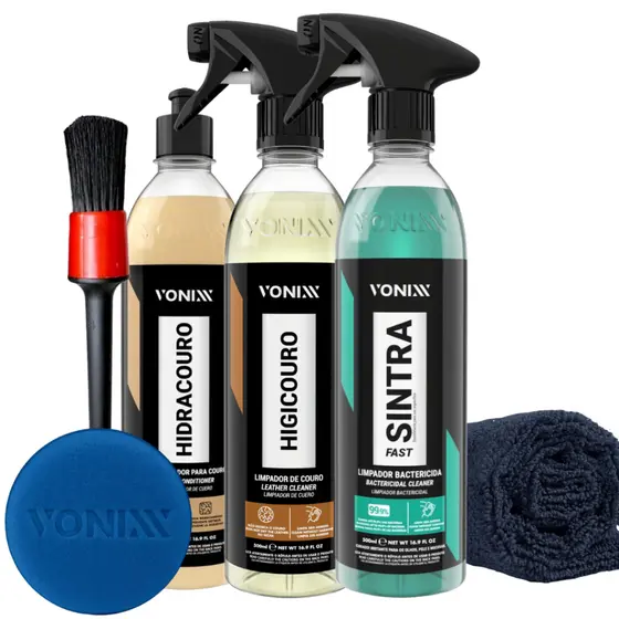 Kit Couro Vonixx Sintra Fast Hidracouro Higicouro Hidratante Higieniza
