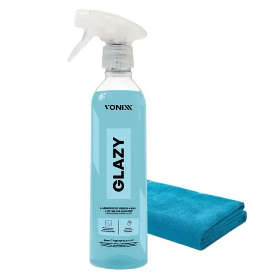 Glazy Vonixx Limpa Vidros 4 Em 1  500ml + Toalha Microfibra