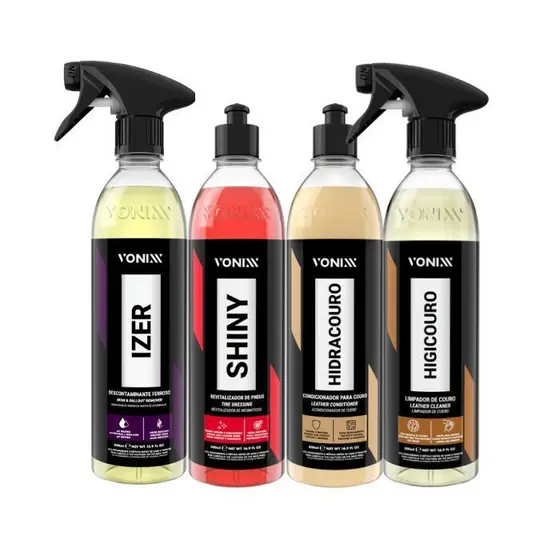 Kit Izer descontaminante Ferroso Pneu Pretinho Shiny Hidracouro Higicouro Limpador Bancos De Couro