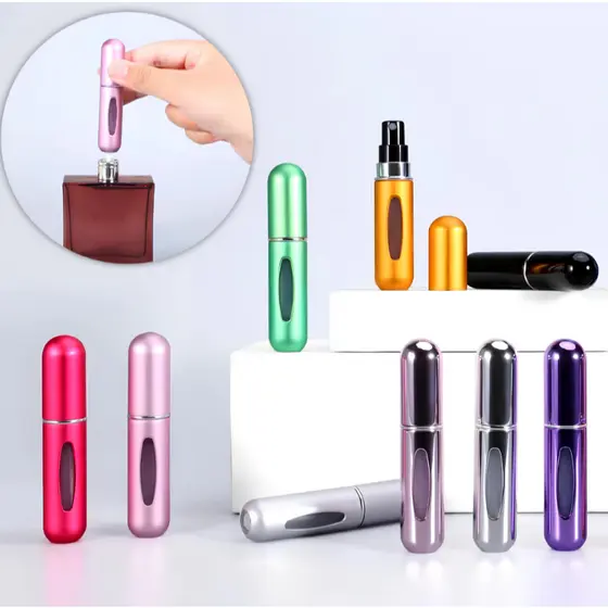 Kit Porta Perfume Recarregável Portátil Spray 5ml Cores Sortidas
