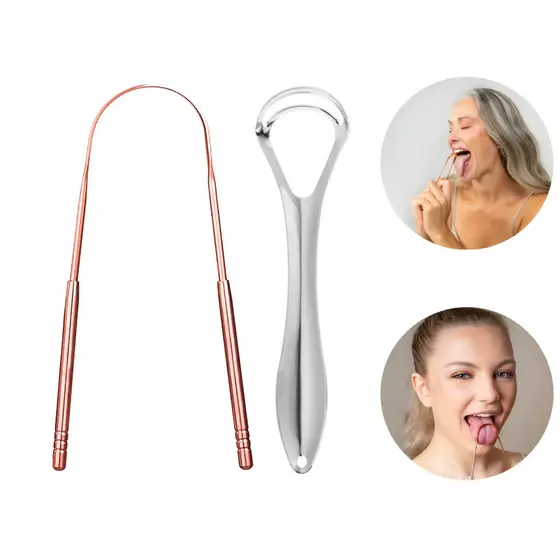 Limpadores Raspador de Língua Aço Inox Higiene Bucal Hálito Fresco