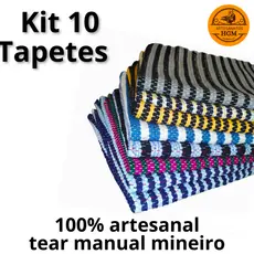 Kit 10 tapetes porta capacho retalho artesanal rustico simples casa quarto útil