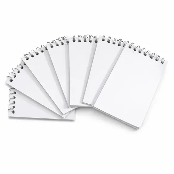 Kit Caderneta Anotações Bloco Bloquinho Espiral 1/16 40 Folhas Brinde Capa Branca P/ Personalizar