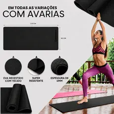 Colchonete Academia Tapete Yoga  - 1,10x50x4MM Preto Fitness Com Avarias