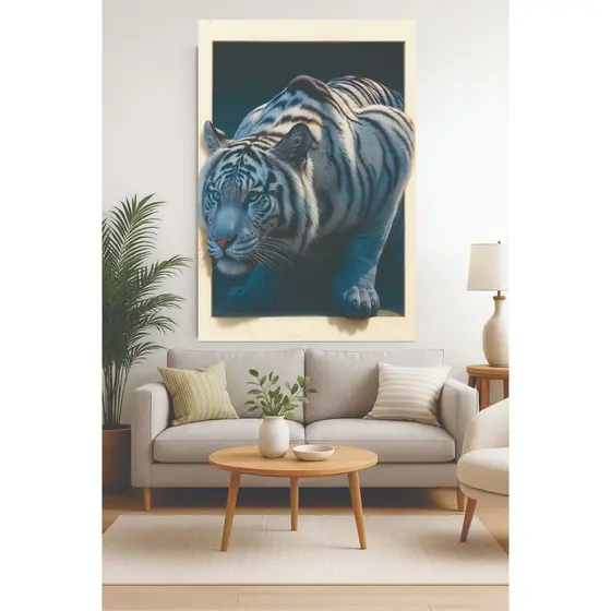 Quadro tigre branco 3D REALISTA tigre saindo da tela quadros decorativo quarto sala animal decoração