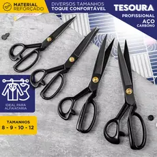 Tesoura Corte Profissional em Aço Carbono Afiada | Ideal para Costureiras e Alfaiates | BNVT