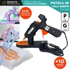 Pistola de Cola Quente Profissional C/10 Bastões de Cola Quente 7/11mm com Botão Liga/Desliga - BNVT