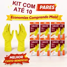 Kit Luva Latex Amarela Multiuso Limpeza Cozinha Borracha Resistente 3/5/10 Pares
