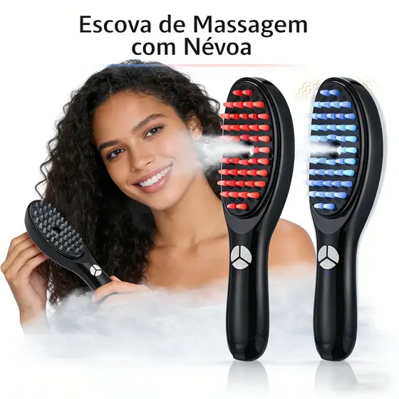 Escova Massageadora com Laser 4 em 1 – Tratamento Capilar e Antiqueda