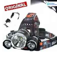Lanterna de Cabeça LED T6 3 Modos Impermeável para Trilhas Mergulho e Emergências