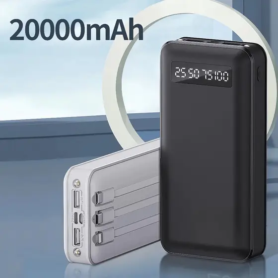 Carregador Power Bank Portátil 20000mah Universal Saida 4 Cabos