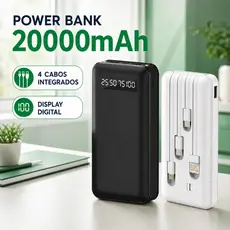 Carregador Power Bank Portátil de celular 20000mah Universal Saida 4 Cabos
