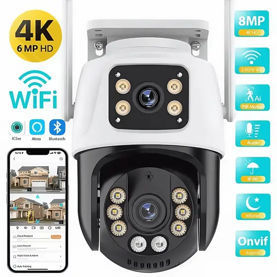 Câmera De Segurança A28B Dupla Compatível Com Alexa Wi-Fi Smart IP66 App ICSEE Envio Imediato