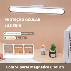 Luminária De Led Sobrepor Bastão Recarregável Sem Fio Com Suporte Magnético E Touch 3 cores com Controle Remoto