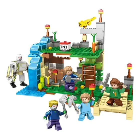 Bloco de Montar Cachoeira Craft Brinquedo com 6 PERSONAGENS - 378 pçs - 81005