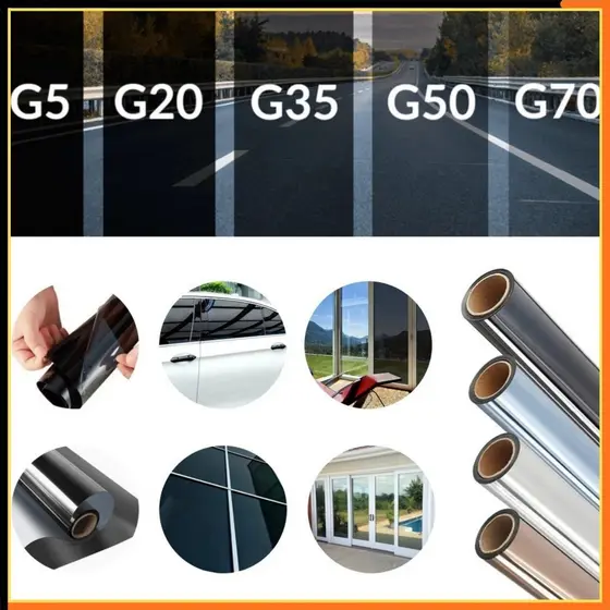 Película Insulfilm Largura 50cm X 1m 2m 3m G5/G20/G35% Para Vidros De Porta Janela Residencial Automotiva Com Espatula