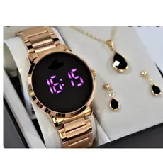Relogio Digital Aço Inox Feminino Dourado 789