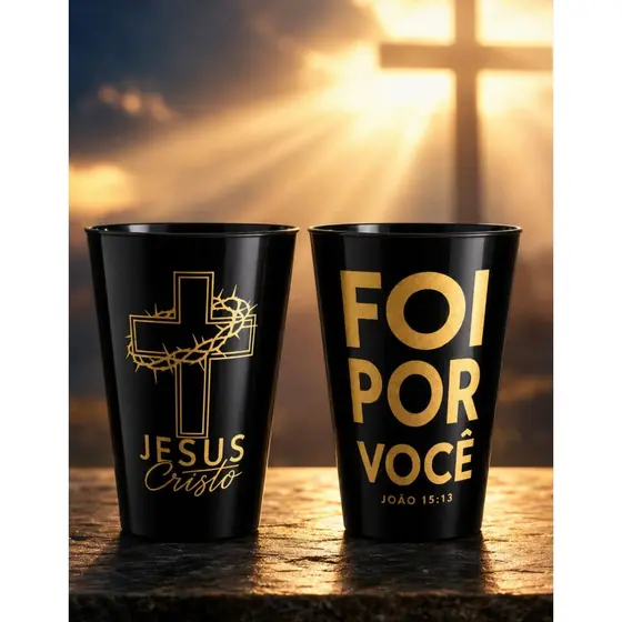 Kit 10 Copos Premium 300ml Gospel Igreja Jesus Cristo Foi Por Você
