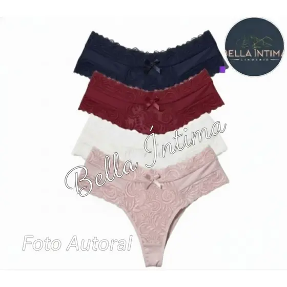 Kit 5 Calcinhas Femininas Fio Duplo Cós Alto em Renda -  Não Marca na Roupa, Não Enrola e Não Aperta |Conforto Premium