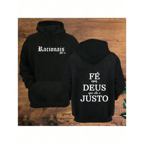Blusa de Frio Moletom Racionais Mc's Fé em Deus  moda outono/inverno  lançamento em cores