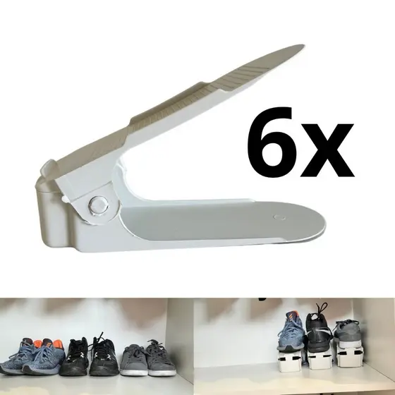Organizador de Sapatos Branco Regulagem de Altura 6 Unidades