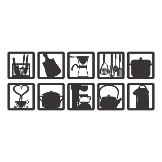 Quadros Utensílios de Cozinha Decorativo Vazado Decoração Casa em PET