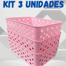 3 Cestos Organizadores Caixa Organizadora Colorido 16x13 Multiuso