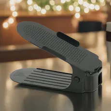 Kit 10  Suporte Organizador Para Sapatos Tênis Saltos Preto Com Regulagem Altura